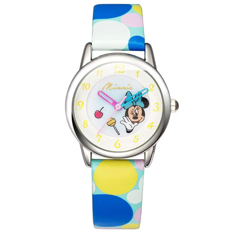 Disney Микки и Минни Маус Мышь детские милые водонепроницаемые часы Обувь для мальчиков Модная одежда для девочек Повседневное детские кожаные Сталь Часы Hapiness - Цвет: 3