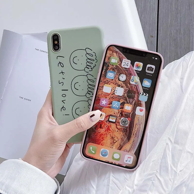 Мультяшные пары голова портрет Let's Love чехол для iPhone X XR XS Max 6 S 7 8 Plus матовый