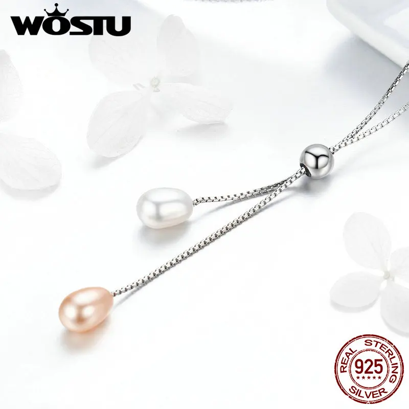 WOSTU романтичное Стерлинговое Серебро 925 пробы сверкающий пресноводный жемчуг