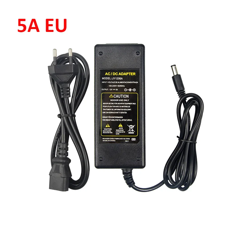5A EU DC 12 V адаптер питания зарядное устройство 12 W 24 W 36 W 60 W 72 W 96 W 1A 2A 3A 5A 6A 8A 220 V 230 V входной трансформатор для светодиодной ленты или камеры видеонаблюдения - Цвет: 5A EU