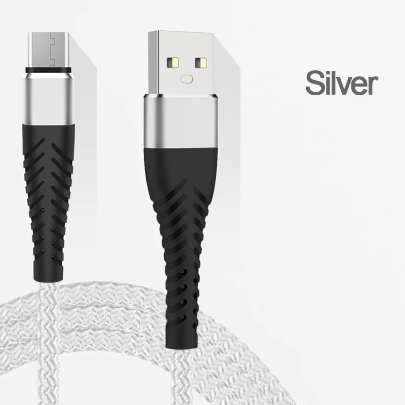 Silver 2.4A Быстрая Зарядка Micro usb type C кабель зарядное устройство для iPhone 8 мобильный телефон зарядка для huawei USBC длинный короткий шнур 25 см/1 м/2 м/3 м - Color: Silver