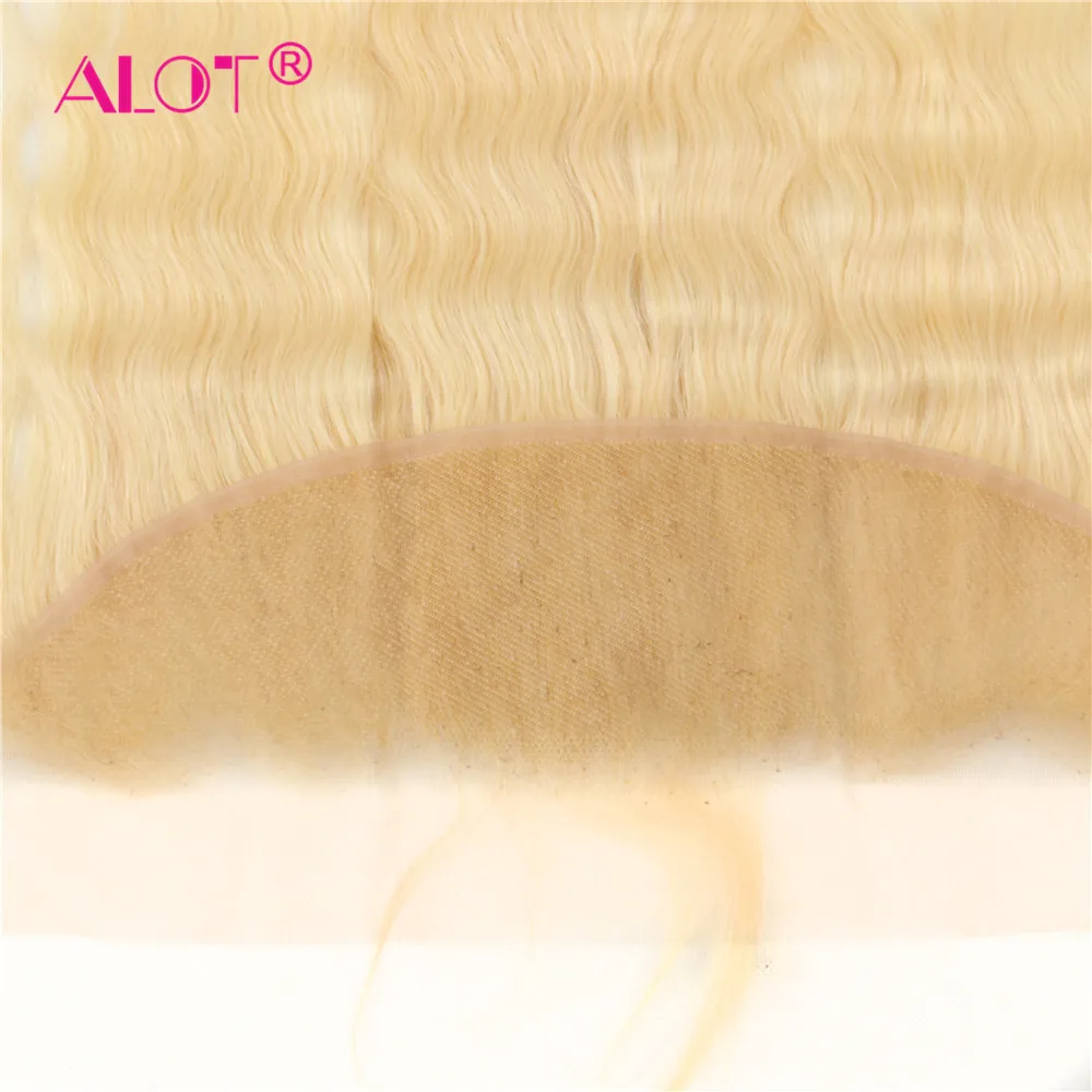 Алот мед блонд 613 глубокая волна человеческие волосы пучки с фронтальной