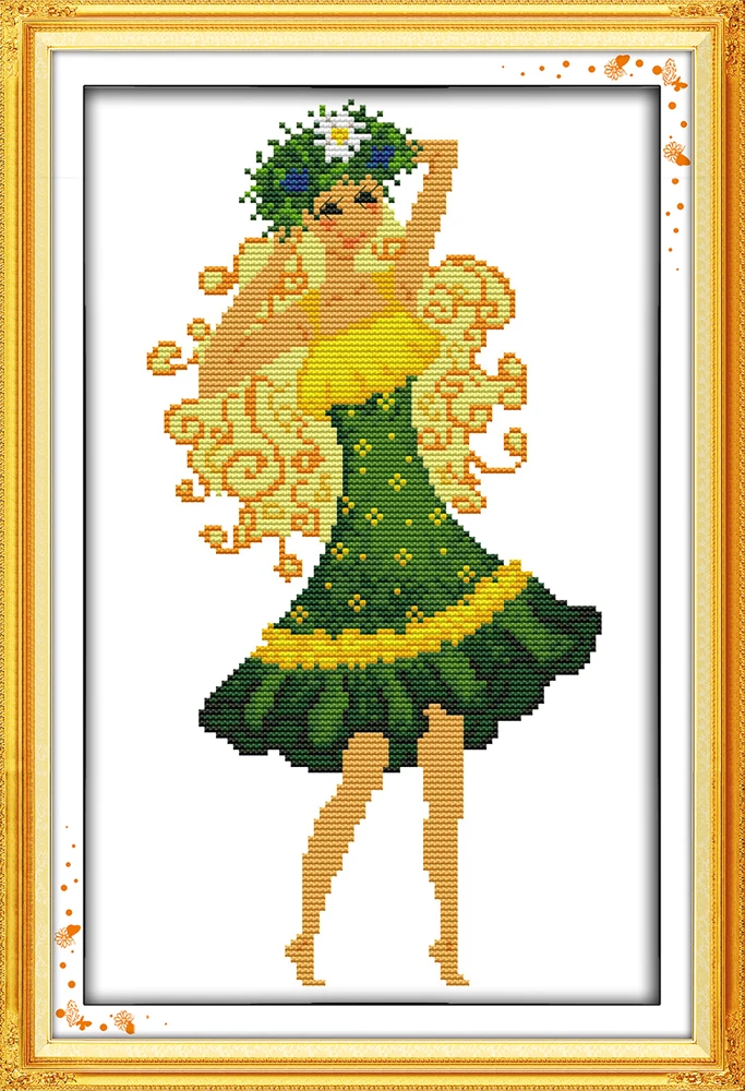 4 season skirt cross stitch kit girl cross-stitch set 18ct 14ct 11ct count print canvas stitches embroidery handmade supplies | Дом и сад