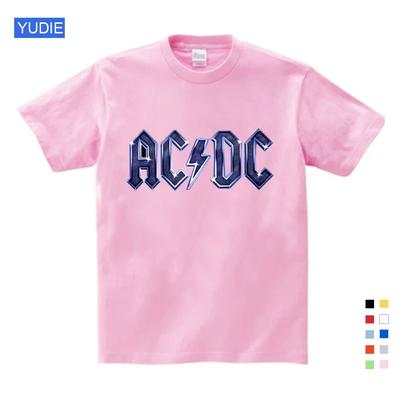 ACDC, Детская футболка детская ACDC футболка в стиле рок, Повседневная футболка с короткими рукавами для мальчиков и девочек, детские топы унисекс, одежда для малышей YUDIE
