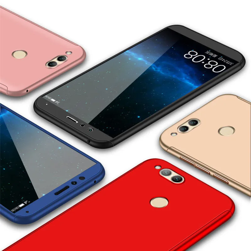 360 градусов полное покрытие чехол на Huawei Honor 7X 6X Роскошный Жесткий Пластиковый