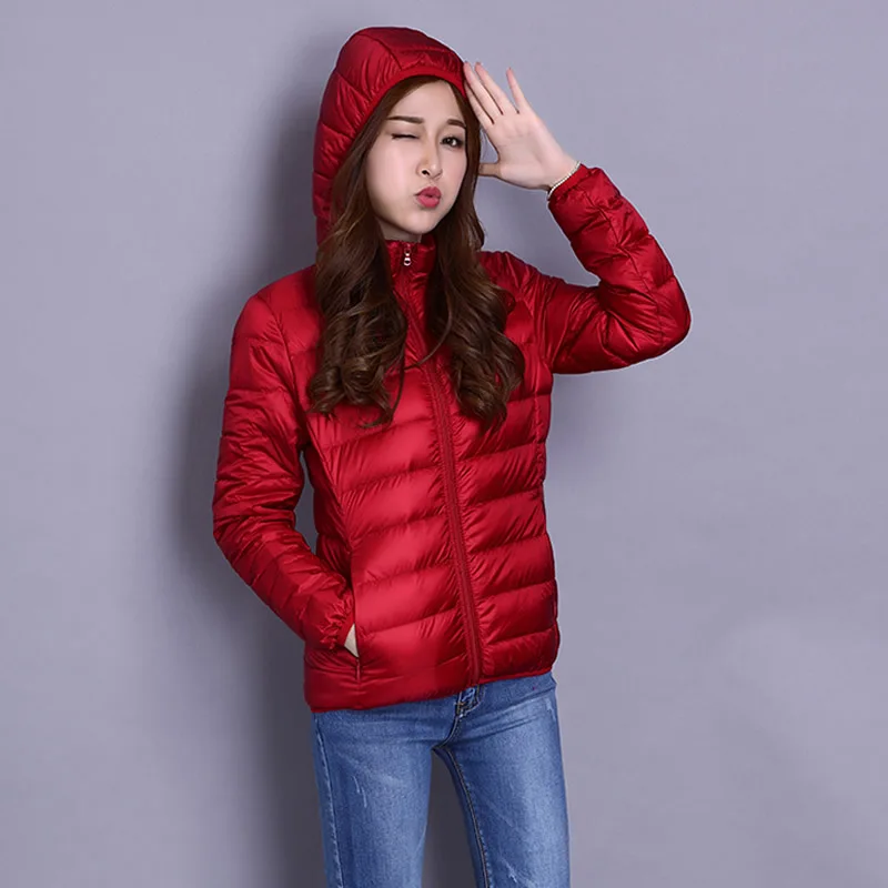 NewBang 8XL 7XL размера плюс, Женская куртка на утином пуху, ультра легкий пуховик, женская шапка, съемная, теплая, ветрозащитная, с сумкой для хранения - Цвет: red