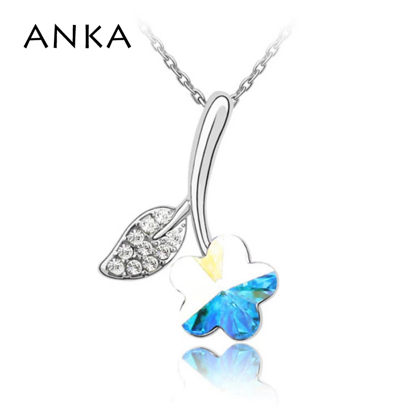 Ожерелье с подвеской из австрийского хрусталя цветными листьями и цветами