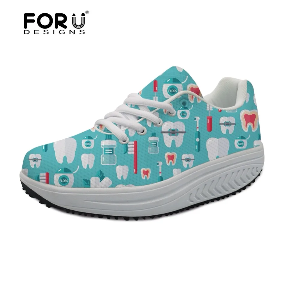 

FORUDESIGNS Dentista Zapatos Mujer Cute Dentist Pattern Casual Swing Shoes Women Height Increasing Slimming Shoes Flats Sneakers