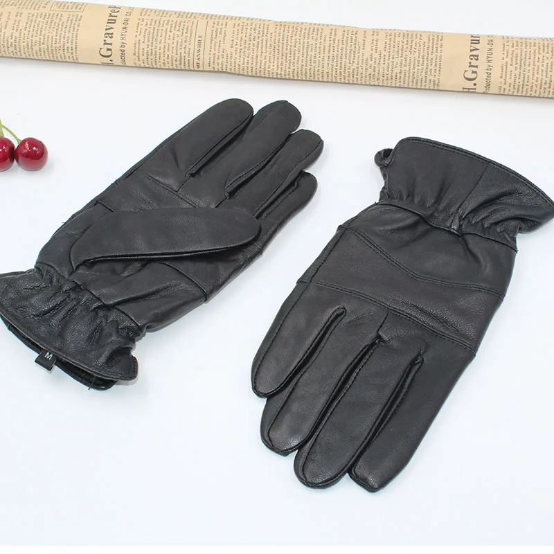 Перчатки мужские из натуральной кожи на флисе зимние теплые | Аксессуары для