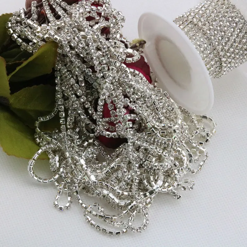 1 ярд 2 мм хрустальные стразы цепочка сделай сам ПРИШИТАЯ золото/серебро базовая