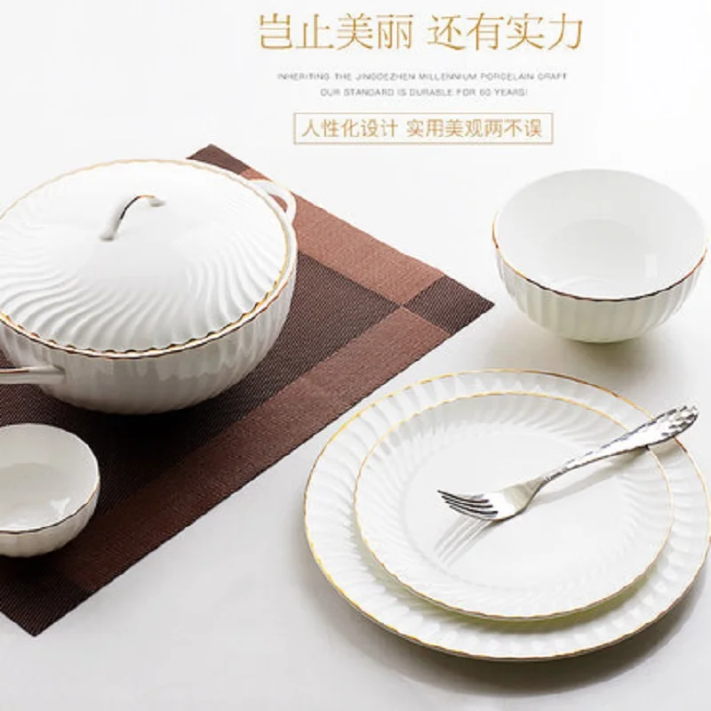 Porselen yemek takimlari набор посуды vajilla de porcelana столовые приборы Tangshan костяной фарфор набор посуды набор столовой посуды для кухни