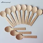 50 персонализированный подарок десертная ложка Кофе ложка для мороженого ложки с гравировкой персонализированные подарки свадебный подарок 10 см деревянная посуда