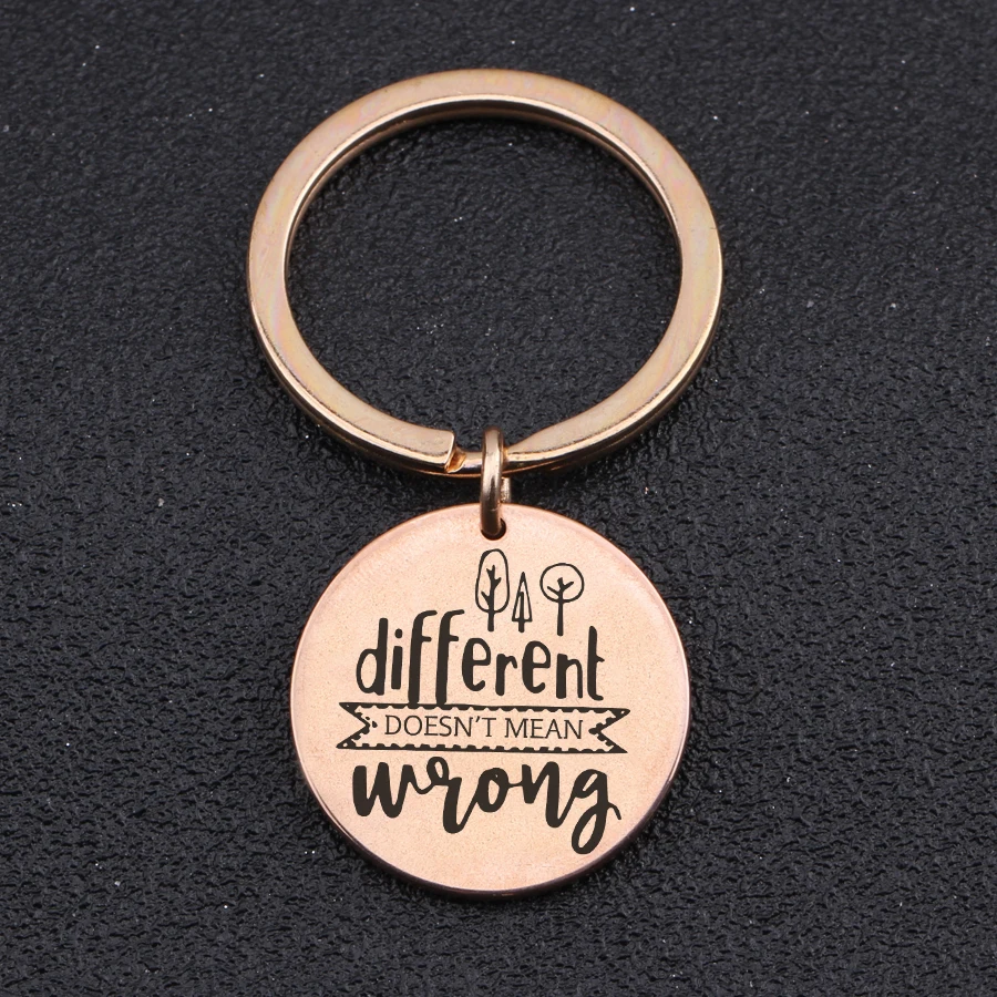 Creative High Quality Inspirational Key Chains Different Doesn't MeanWrong Lettering Keyring Anyone Keys Holder Bag Charm Tag |