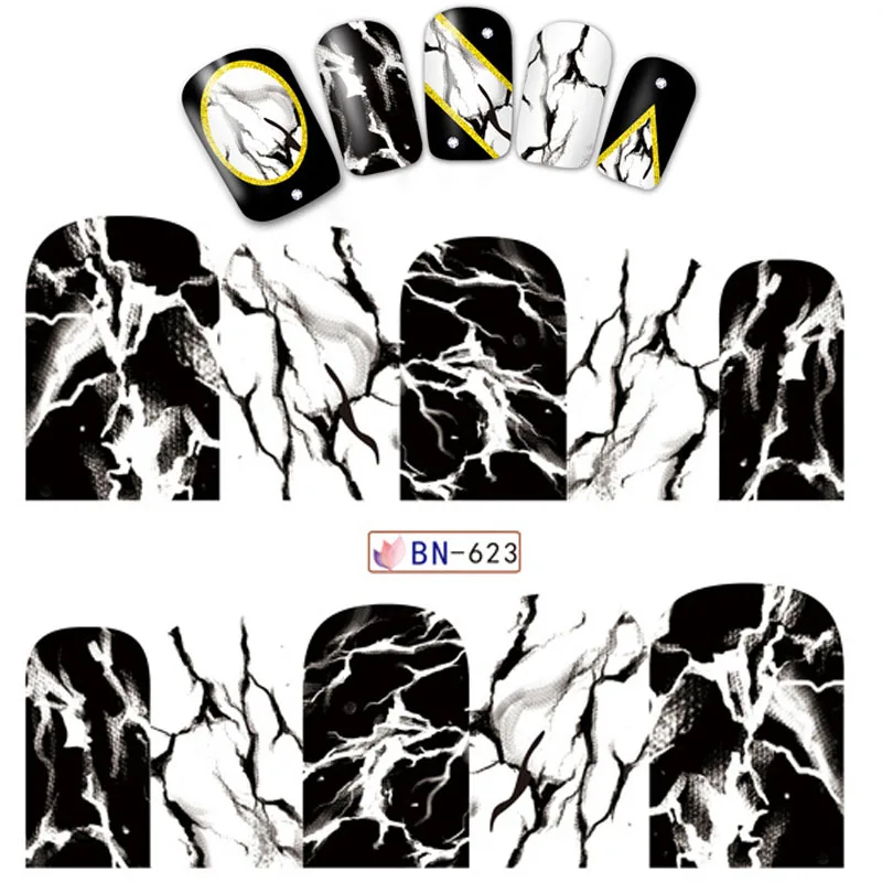 10 шт. градиентный мрамор шаблон дизайн ногтей Наклейка переводная вода слайдер