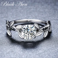 black awn silver color jewelry olive branch wedding rings for women femme bijoux bague classic finger ring g079