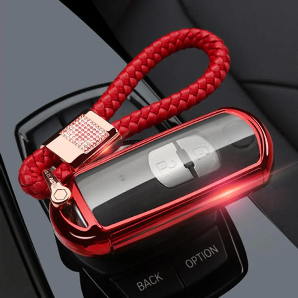 Red-Weaving TPU чехол для автомобиля дистанционного ключа чехол КРЫШКА ДЛЯ Mazda 2 3 5 6 8 Axela Atenza CX3 CX4 CX5 CX7 CX9 RX MX-5 Miata Smart 2 3 4 кнопки для ключей на открытом воздухе - Название цвета: Red-Weaving