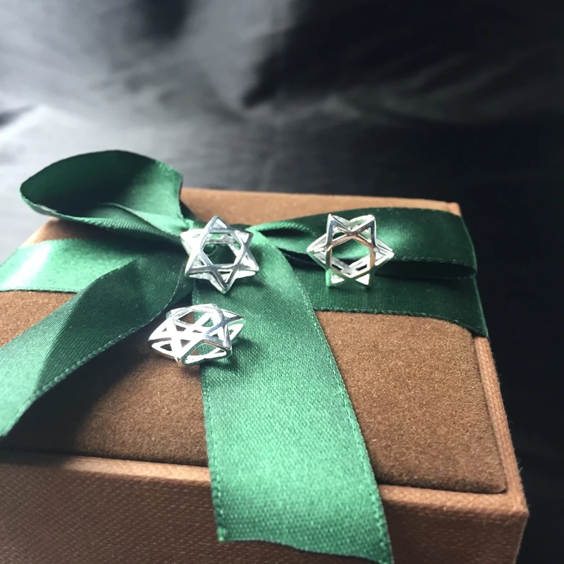 

" Fake One Penalty Ten " 16MM 4Pcs s925 Sterling Jewellery Hexagram Loose Beads Jewelry Charms