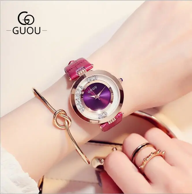 Женские Часы GUOU модные блестящие женские часы со стразами relogio feminino relojes para mujer |