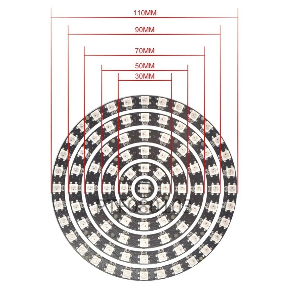 WS2812 5050 RGB LED 1 8 12 16 24 32 93 светодиода светодиодная кольцевая лампа со встроенными