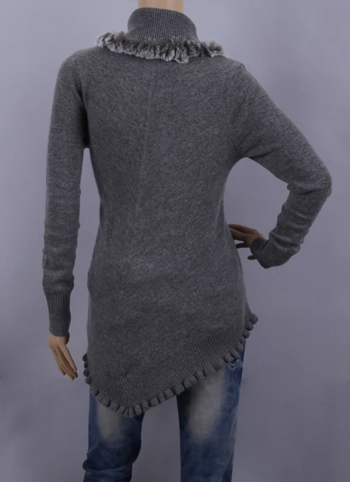 Свитер кашемировый шерстяной Женский осенний серый голубой | Женская одежда