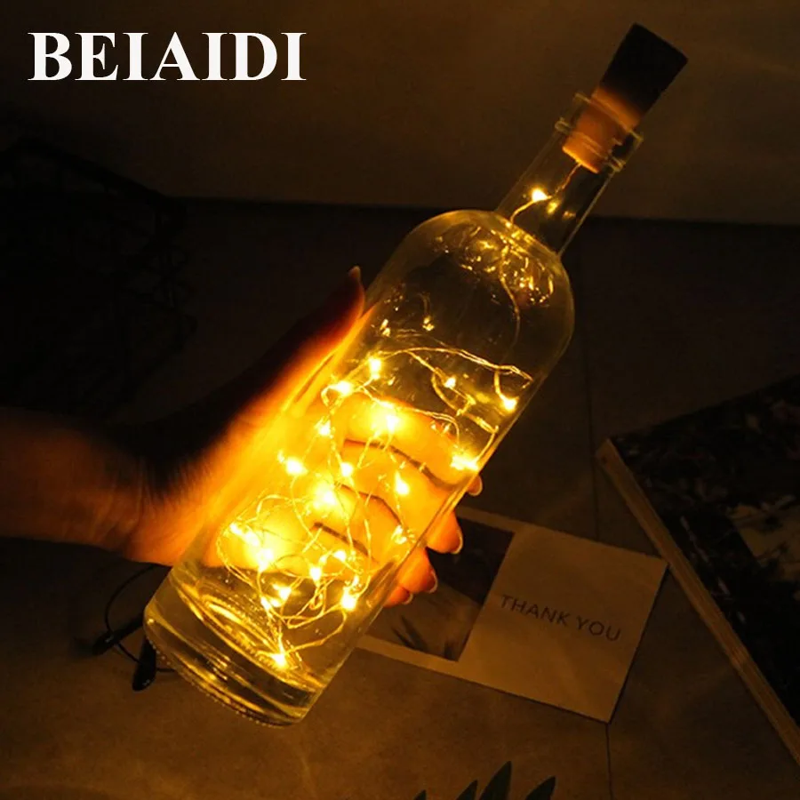 BEIAIDI 2 м 20 светодиодов медная проволока струнная лампа DIY бутылка для вина