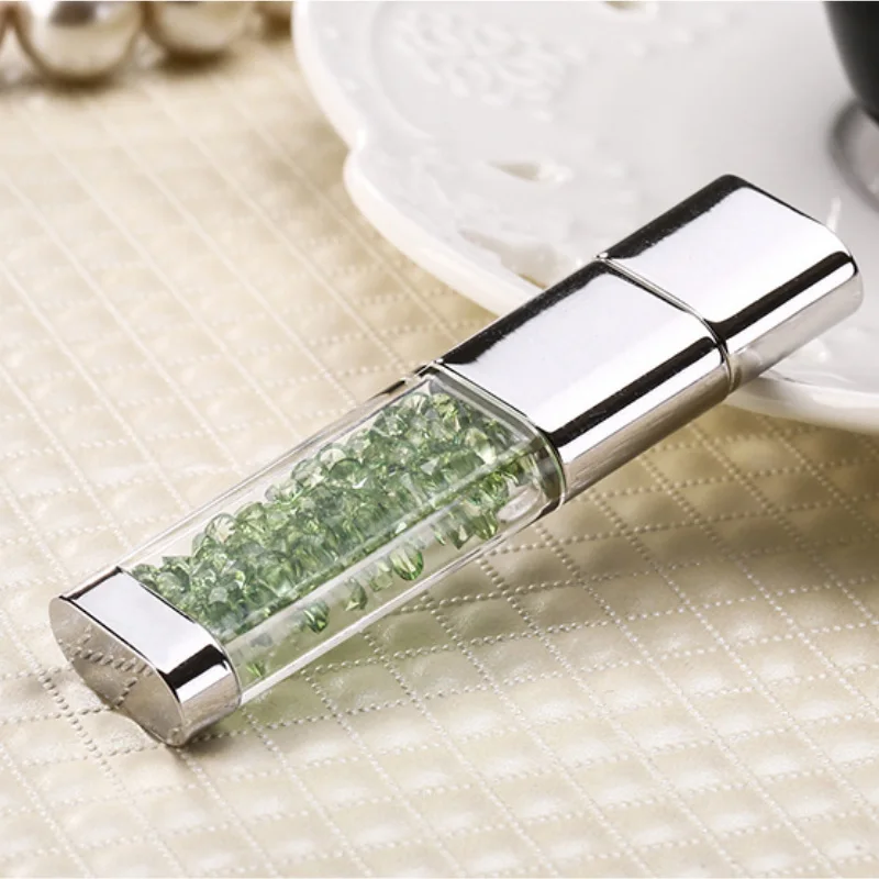 Green Модный металлический USB флеш-накопитель с бриллиантовым логотипом, на заказ, 8 ГБ, 16 ГБ, 32 ГБ, Ювелирная карта памяти, подарок, usb creativo - Цвет: Green