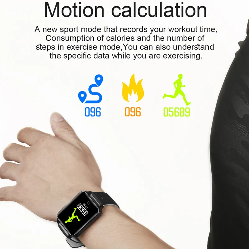 Смарт браслет amyniмало F3 с измерением пульса и кровяного давления IP68