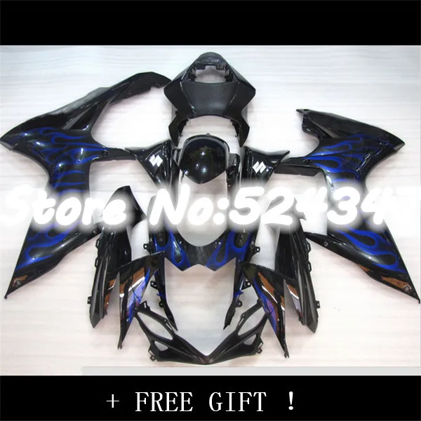 

Фэй-обтекатели подходят для GSXR600 GSXR750 K11 11 12 13 14 2011 2012 2013 2014 ABS Мотоциклетный комплект обтекателей ABS Cowling Черный Синий Пламя