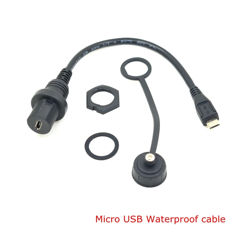

15cm 1m Micro USB 2.0 IP67 Waterproof Cable,Micro-USB 5pin IP 67 Male to Female Panel Mount Water Proof Connector Extension cord