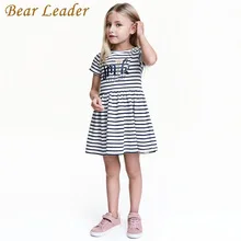 Bear leader/платье для девочек г. Новое летнее стильное Брендовое детское платье в полоску без рукавов с воротником в стиле Питера Пэна для малышей