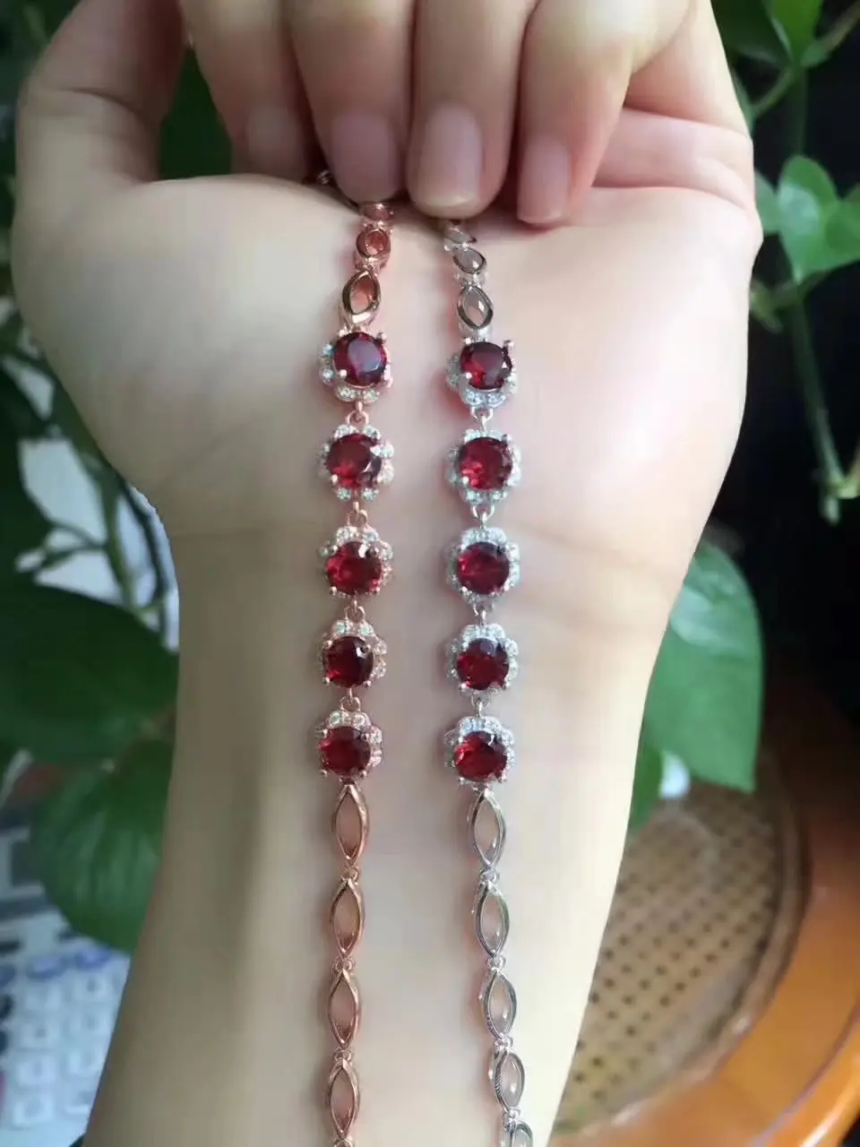 Fidelity natural 5mm Mozambique garnet Bracelets s925 sterling silver Brilliant fine jewelry for women red gemstone | Украшения и