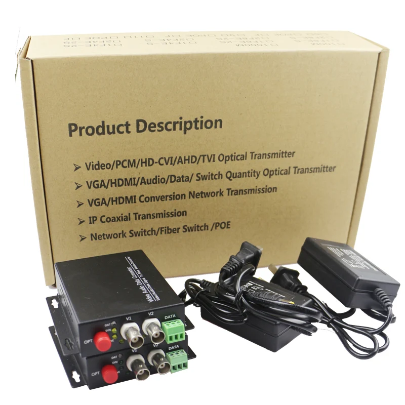 

1 Pair 2 Channels fiber converter Fiber Digital monitoring Video/Audio with 1 Channels 485 reverse data single fiber
