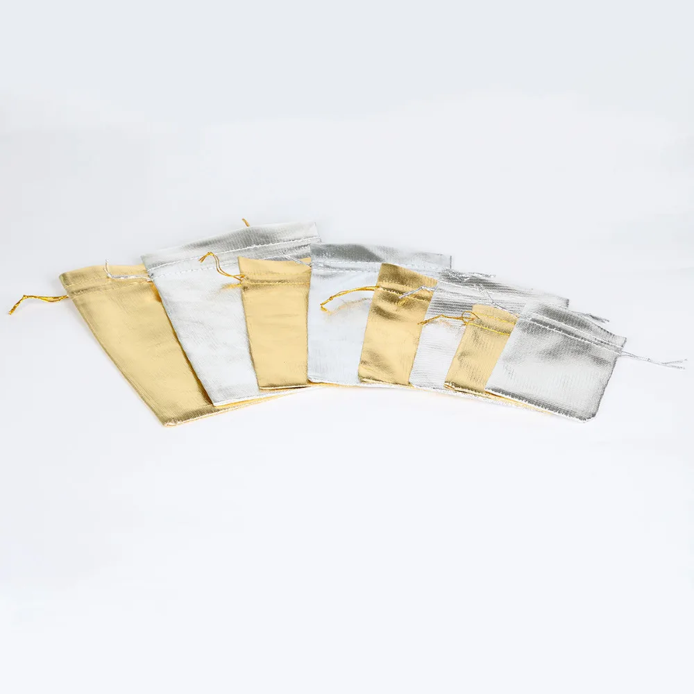 10 шт./лот золотистая Серебристая Сумка из органзы на шнурке сумка для упаковки