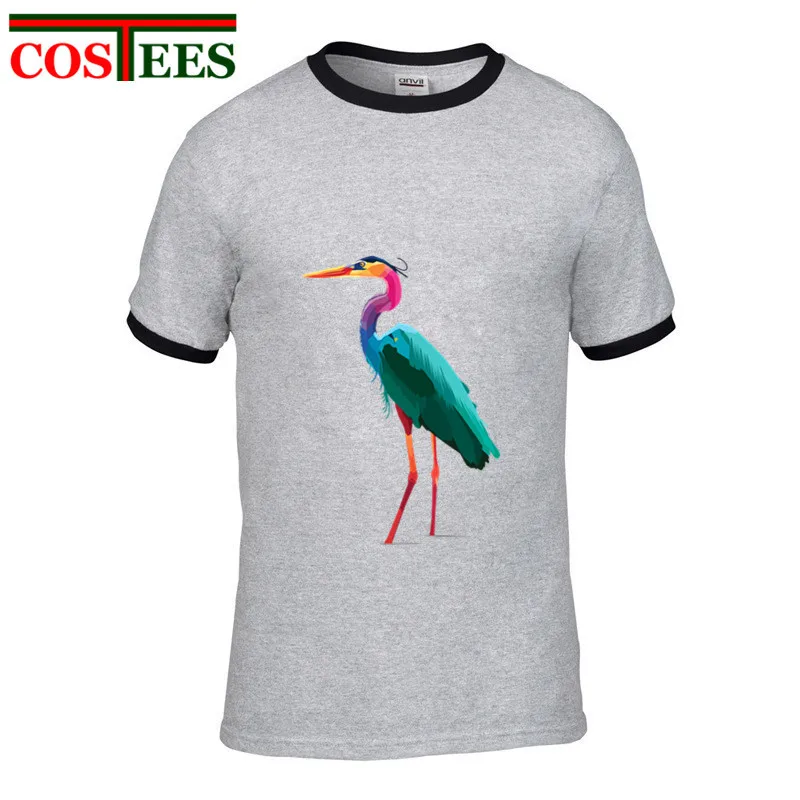 Винтажная Футболка Technicolor Rainbow Heron Spirit Мужская футболка с милым животным принтом