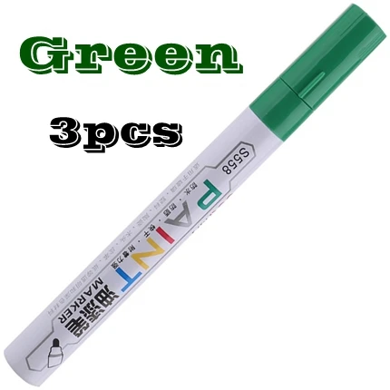 Green-3pcs 1 шт. 3 шт. Deli s558# Перманентный Маркер Краска Маркер черный синий красный серебристый красный 8 цветов маркер на масляной основе чернила маркер ручка - Цвет: Green-3pcs