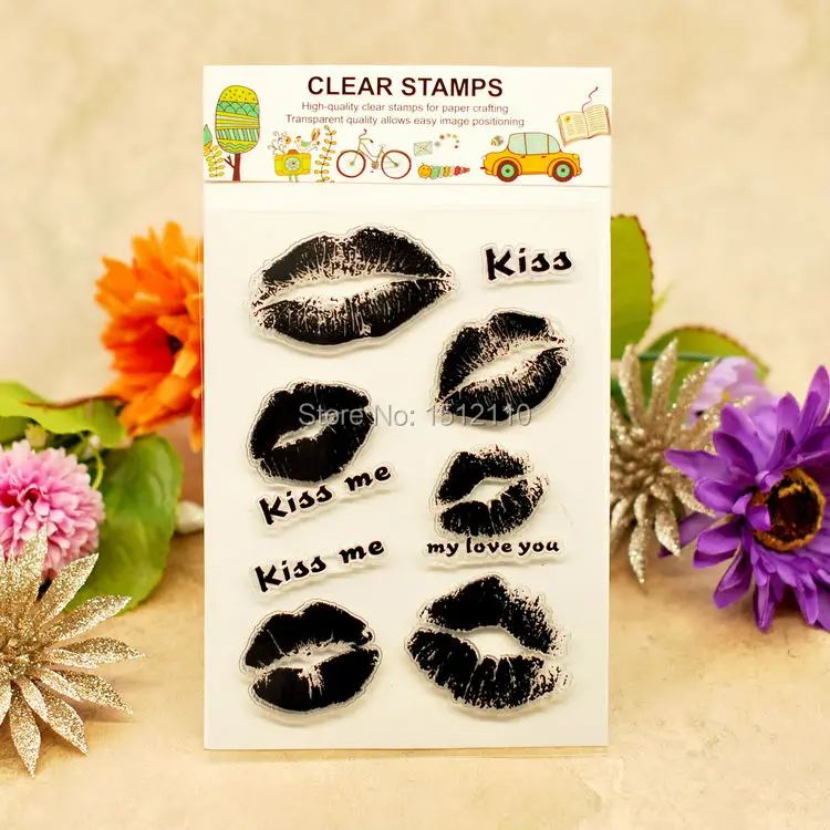 

Scrapbook DIY photo cards account rubber stamp clear stamp transparent stamp Kiss me my love you 11x16cm KW661401