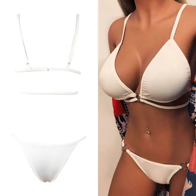 4 цвета женский сексуальный комплект бикини с глубоким v-образным вырезом