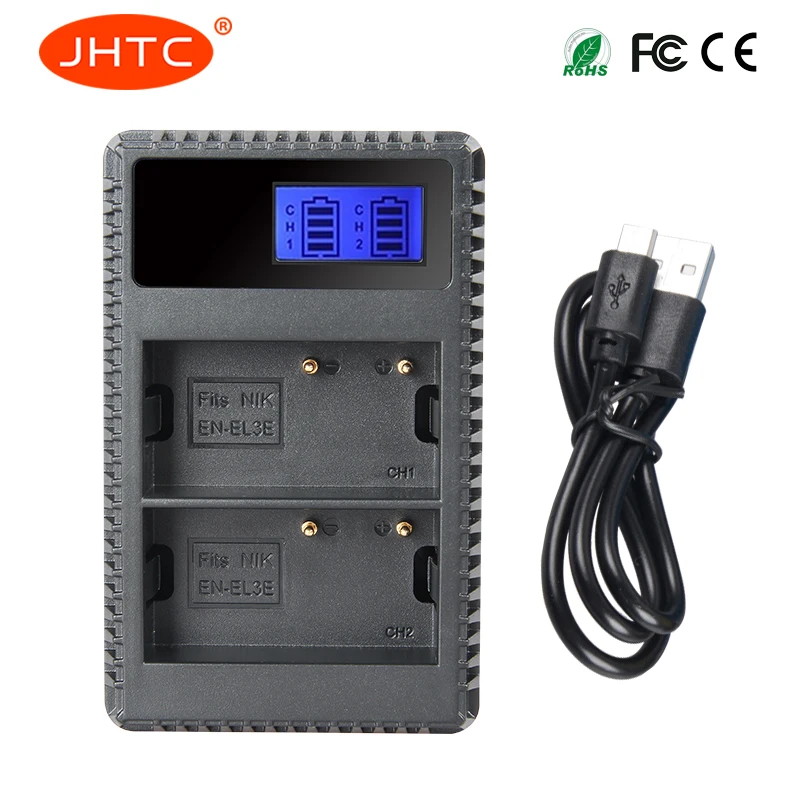 JHTC DUAL USB LCD EN EL3e ENEL3e зарядное устройство для Nikon D70S D80 D90 D50 D300S D300 D100 D20|en el3e|usb charger