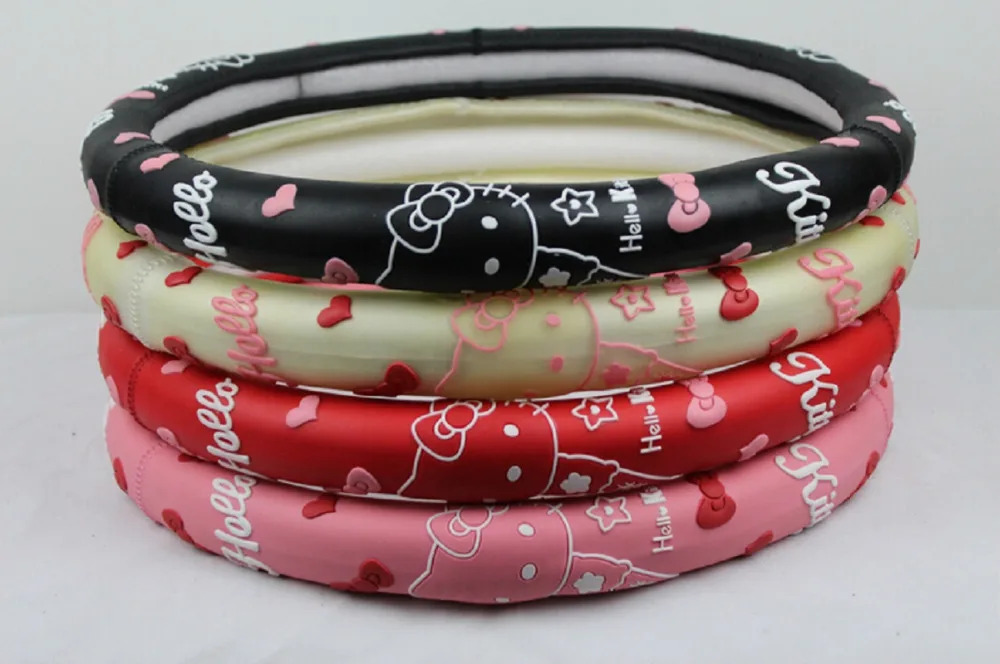 Мода hello kitty чехол рулевого колеса автомобиля милый мультфильм Латекс Чехлы