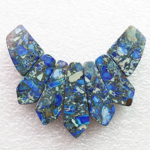 Бесплатная доставка 7 шт красивых синих морских осадочных Jaspers & Pyrite кулон из