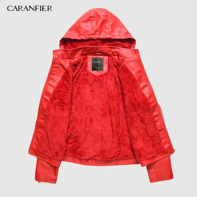 CARANFIER куртка из искусственной кожи женские толстовки зима осень мотоциклетная куртка бренд плюс бархат искусственная кожа куртки S-XL