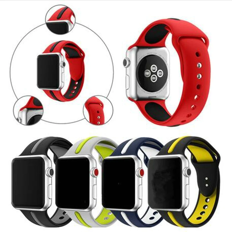 Спортивный Браслет ремешок для Apple Watch из мягкого силикона 38 мм серии 3 часов 42
