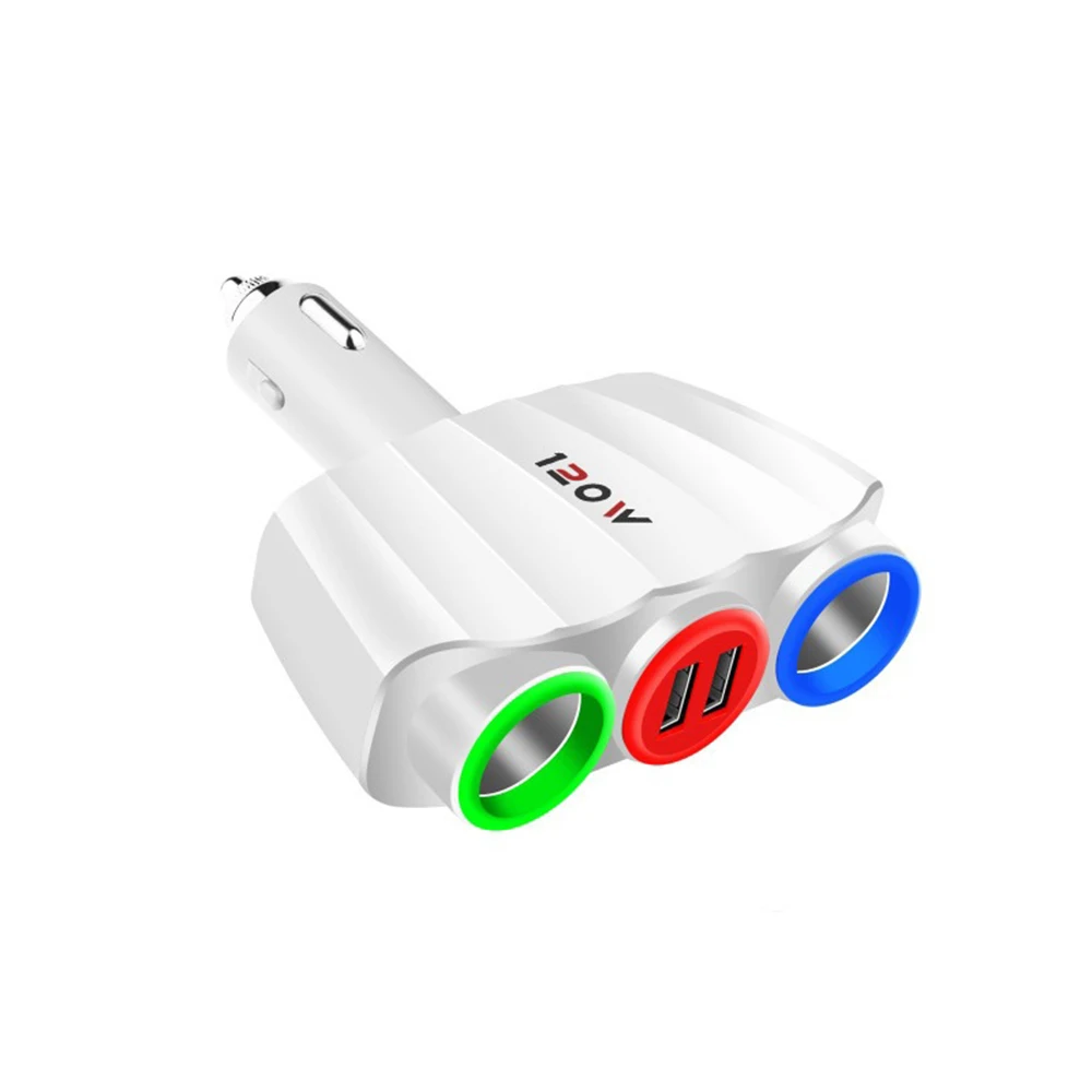 Многофункциональный USB автомобильное беспроводное зарядное устройство 3.1A автомобильный прикуриватель разветвитель розетка светодиодный автомобильный адаптер зарядное устройство автомобильные аксессуары - Название цвета: Белый