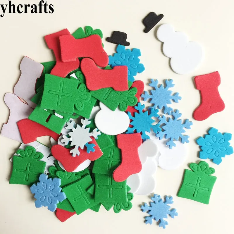 40PCS gift box snow 1 пакетов/лот, луна солнце облако пены наклейки раннего обучения Обучающие поделки diy игрушки Детская комната орнамент цвет обучения детский сад - Цвет: 40PCS gift box snow