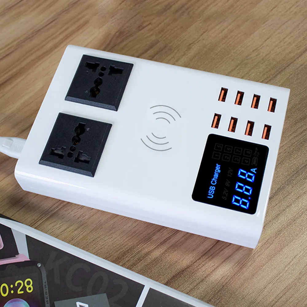 KISSCASE 8USB + двойное Универсальное зарядное устройство переменного тока 10 Вт Qi