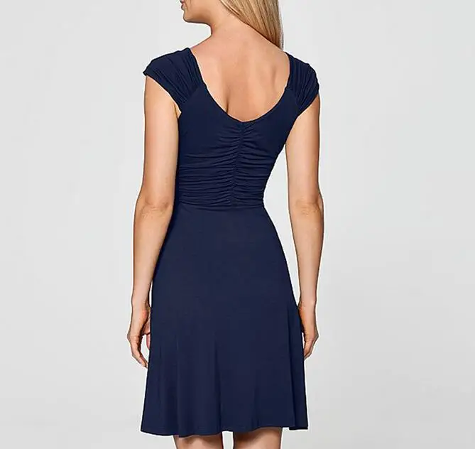 Летнее Новое Женское модное платье без рукавов с открытой спиной и V-образным