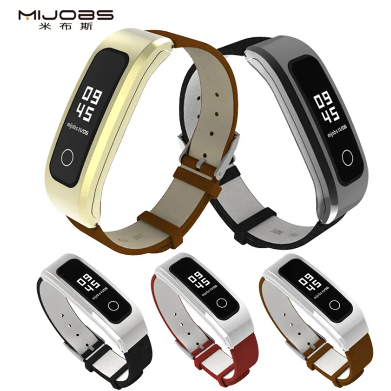 Кожаный ремешок Mijobs для Huawei Honor Band 4 Runnning версия умный Браслет бега|Смарт-браслеты|