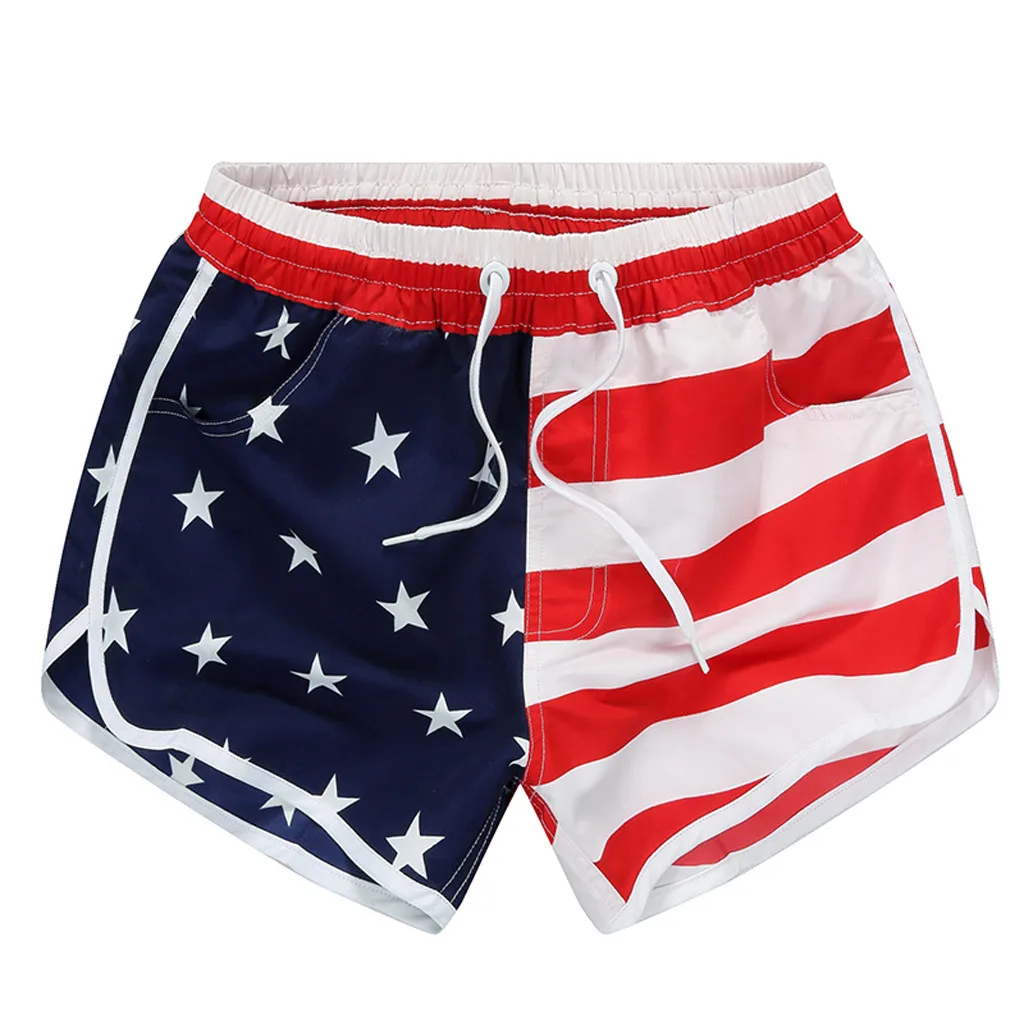 

Perimedes Women Casual Beach Pants American Flag Stripes Stars Print Shorts Swim Board Shorts for Man Sweatpants#w5