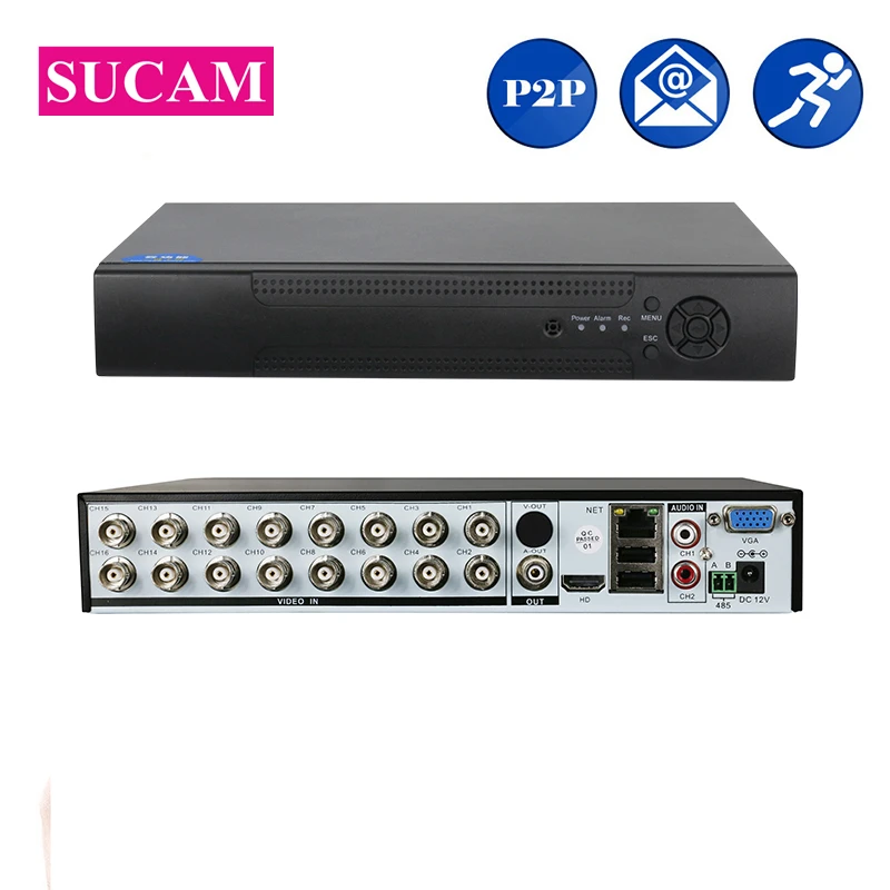 SUCAM 16CH 2MP 5 в 1 AHD DVR H.264 VGA HDMI цифровой видео Регистраторы для 1080 P CVI TVI CVBS аналоговый