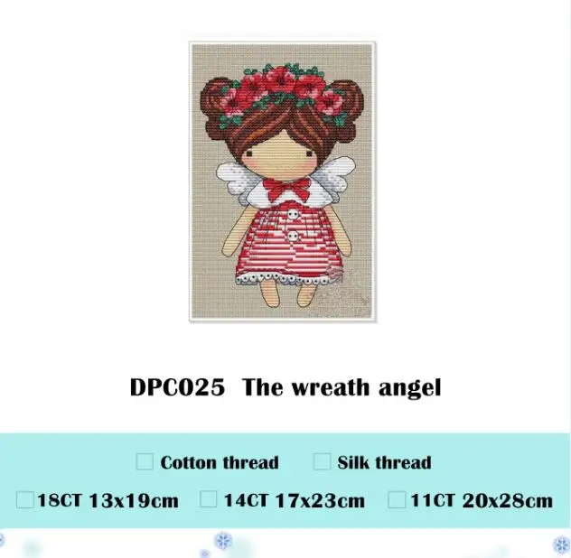 wreath angel День Святого Валентина девушка вышивка крестиком посылка Волшебная кукла DMC Лен aida 14ct 11ct льняной комплект одежды вышивка DIY рукоделие ручной работы - Цвет: wreath angel